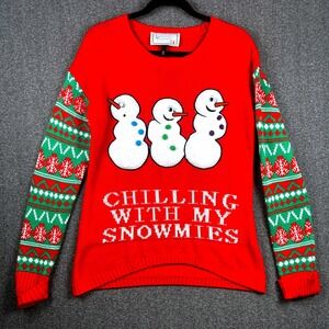 Snowman‎ Ugly Christmas Sweater Chilling With My Snowmies Holiday Winter Large
